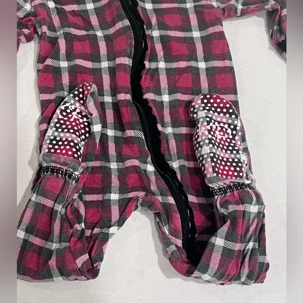 Kickee Pants Red‎ Plaid Ruffle Sleeper baby girls 6-9